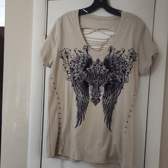Women's Beige Graphic Top - Picture 1 of 5